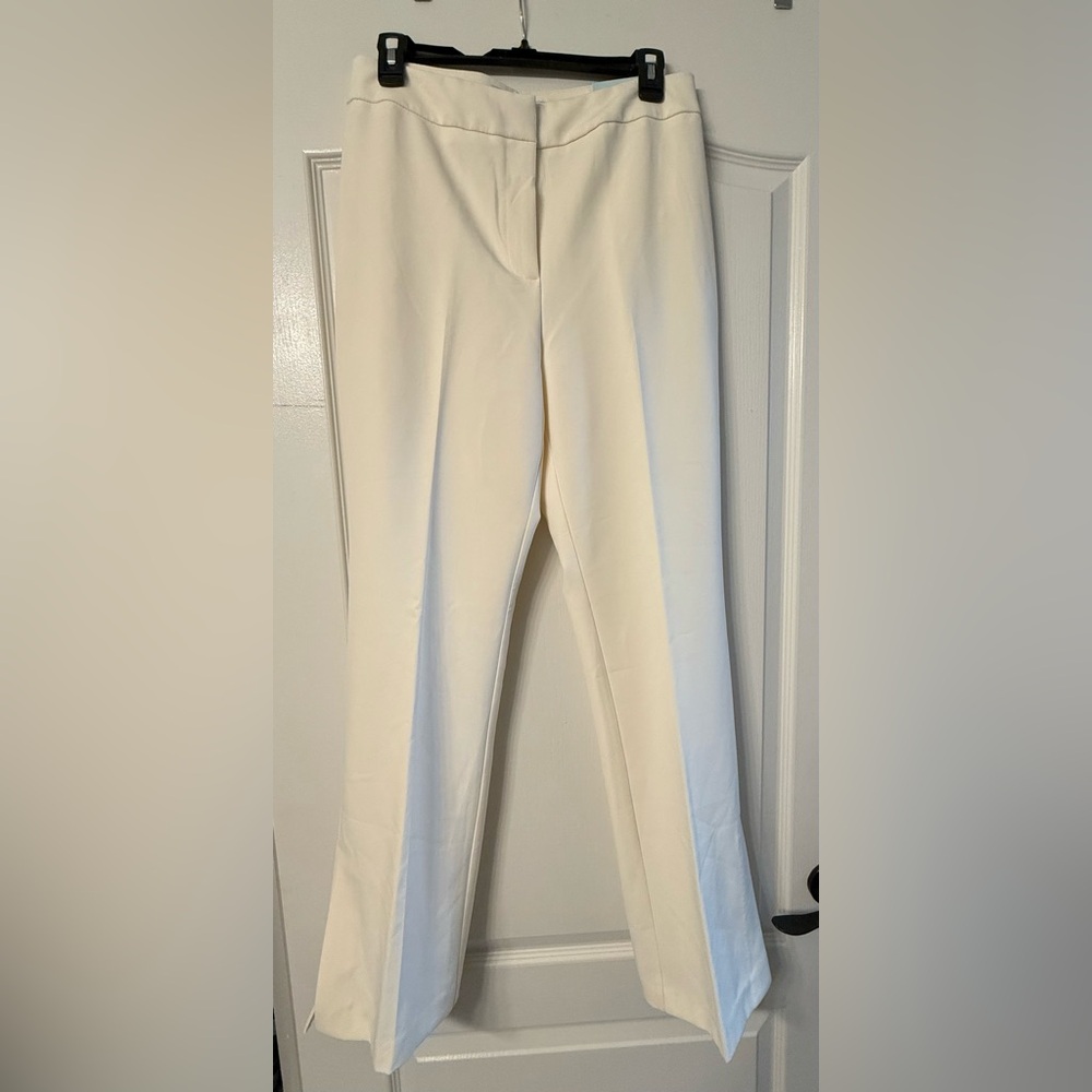 NWT-Women's Cream Tailored Trousers - Classic Straight Leg